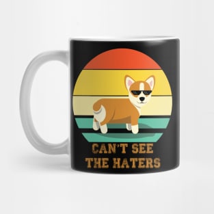 Cant see the Haters Corgi Doge Meme Pixel Glasses Dog Owner Mug